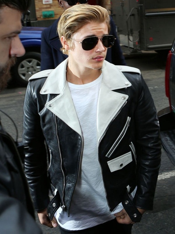 justin bieber leather shirt