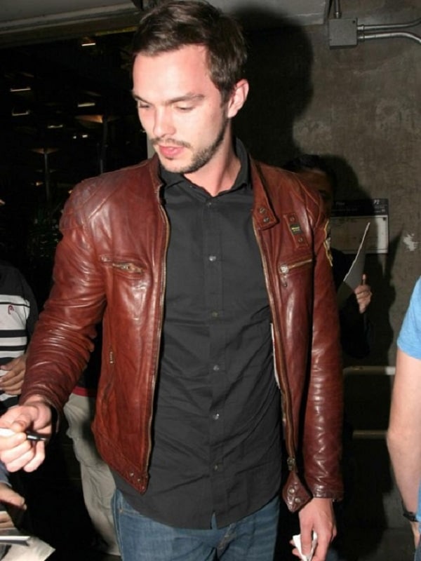 NICHOLAS HOULT Leather Jacket Men Celebrity Leather Jacket