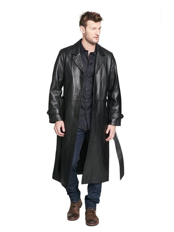 Back Leather Trench Coat Mens - Full Length And Smart Look