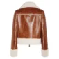 Womens B3 Shearling Brown Sheepskin Leather Jacket Back