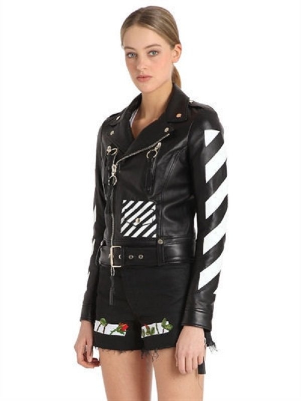 off white leather jacket ladies