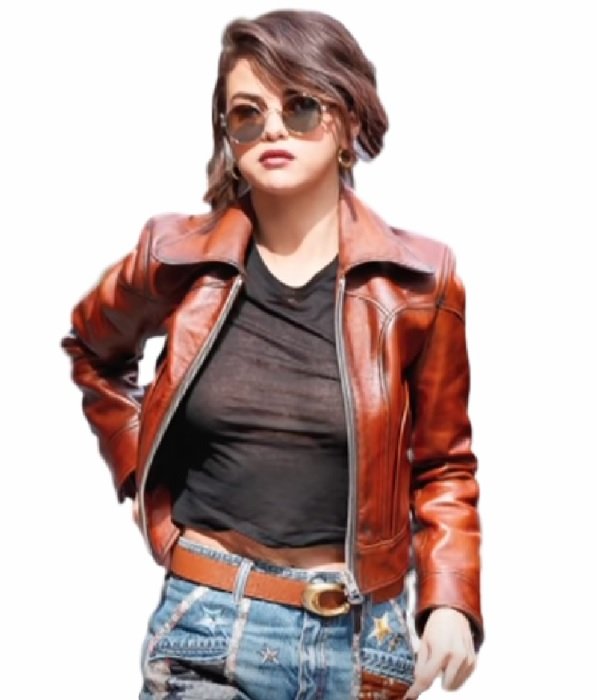 Selena Gomez's Leather Jacket & Bangs – Pics – Hollywood Life