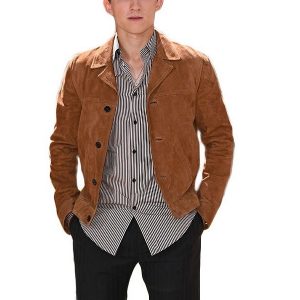 Tom Holland Brown Suede Brown Leather Jacket