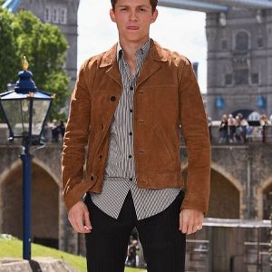 Tom Holland Brown Suede Brown Leather Jacket