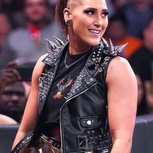 WWE Rhea Ripley Studded Leather Vest