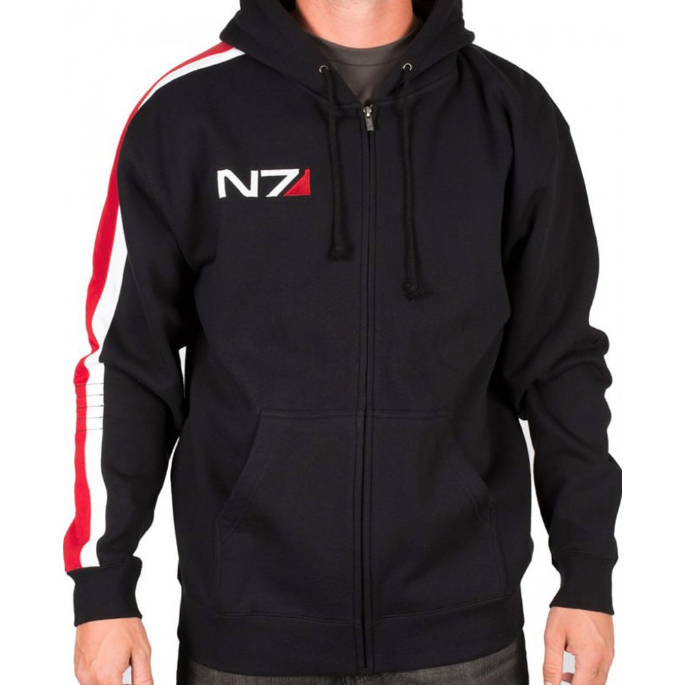 Video Game Mass Effect N7 Black Kangaroo Pocket Hoodie   N7 Hoodie 