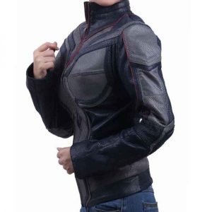 Evangeline Lilly Wearing Costume Leather Jacket In Ant-Man and the Wasp Film