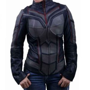 Evangeline Lilly Wearing Costume Leather Jacket In Ant-Man and the Wasp