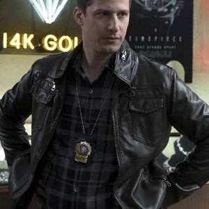 Andy Samberg Wearing Black Leather Jacket In Brooklyn Nine-Nine TV Show