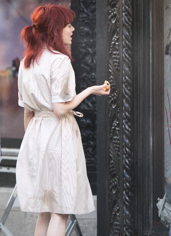 Emma Stone Buttons Up in Trench-inspired Louis Vuitton Dress at