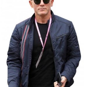 Actor Daniel Craig 007 James Bond Wearing Bomber Jacket