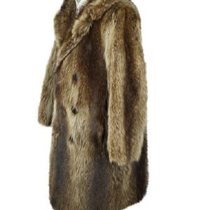 Men Vintage Shearling Fur Brown Coat
