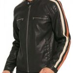 Leather jacket best sale with racing stripes