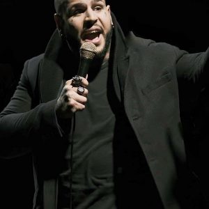 Singer Tommy Vext Wearing Black Wool Coat In Bad Wolves Show - filmstarjacket