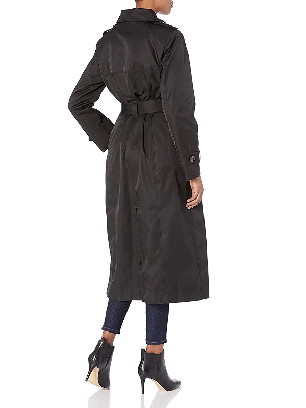 Women's Single Breasted Long Trench Coat with Epaulettes and Belt