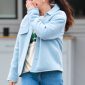 Mila Kunis Sky Blue Wool Jacket